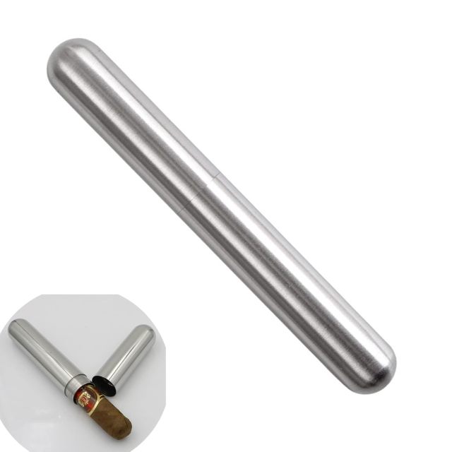 Single Cigar Tube Holder Stainless Steel Case