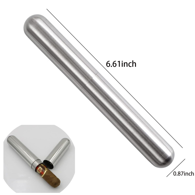 Single Cigar Tube Holder Stainless Steel Case