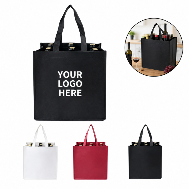 Six-Bottle Reusable Non-Woven Bottle Carrier Bag
