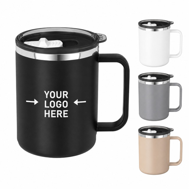 15 Oz Stainless Steel Matte Double Wall Coffee Mug With Lid