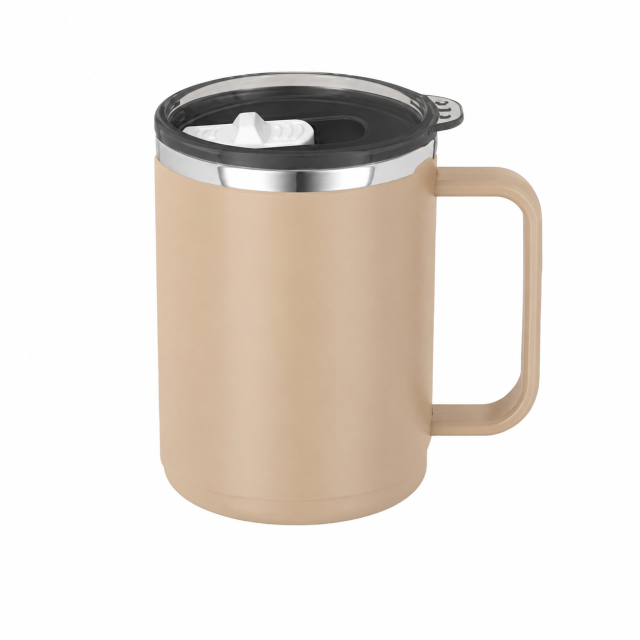 15 Oz Stainless Steel Matte Double Wall Coffee Mug With Lid