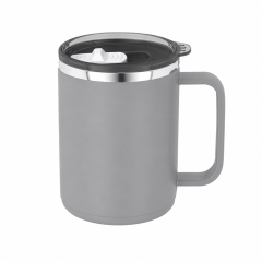 15 Oz Stainless Steel Matte Double Wall Coffee Mug With Lid