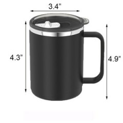 15 Oz Stainless Steel Matte Double Wall Coffee Mug With Lid