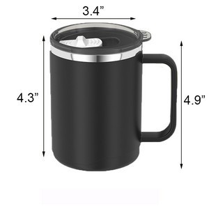 15 Oz Stainless Steel Matte Double Wall Coffee Mug With Lid