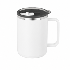 15 Oz Stainless Steel Matte Double Wall Coffee Mug With Lid