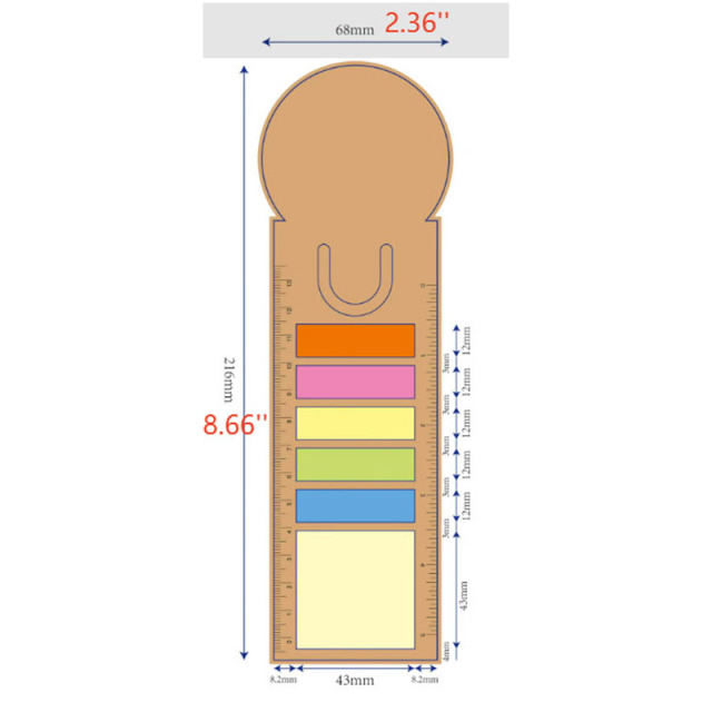 Sticky Note Bookmark with Ruler