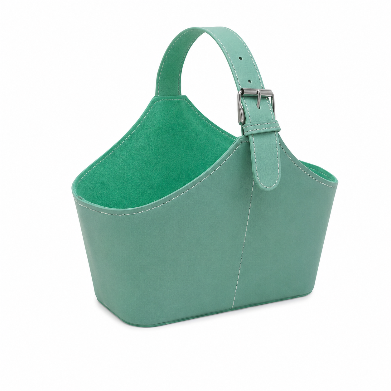 Structured Leather Gift Basket With Adjustable Strap
