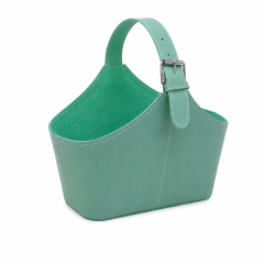 Structured Leather Gift Basket With Adjustable Strap