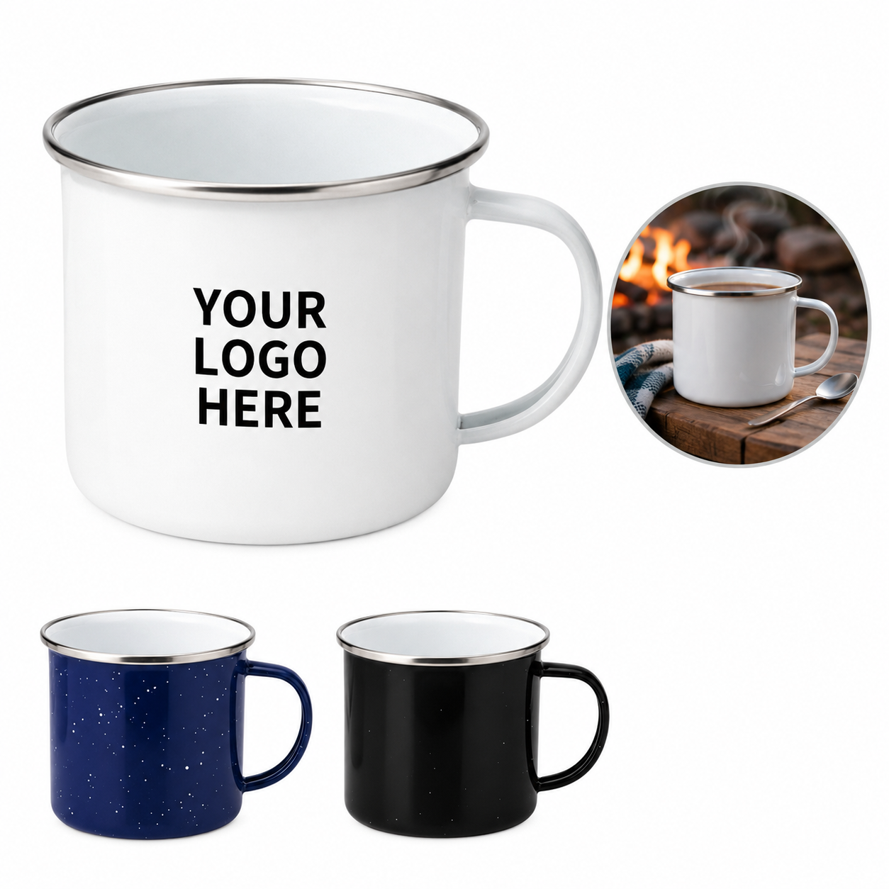Thick-Wall Glazed Ceramic Mug With Curved Handle