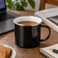 Thick-Wall Glazed Ceramic Mug With Curved Handle