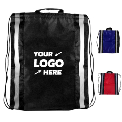 Two Color Reflector Side Strips Drawstring Backpacks