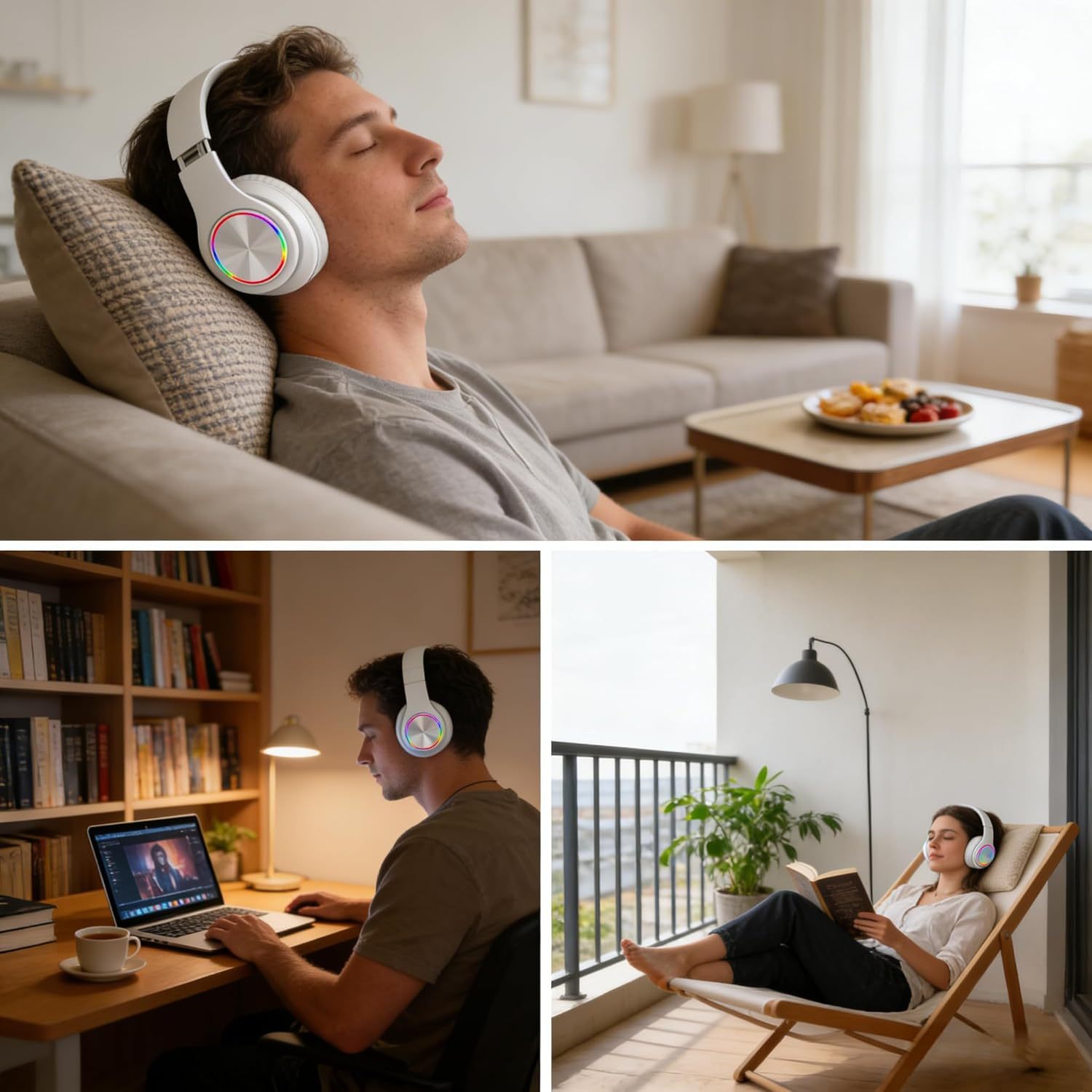 Wireless Bluetooth Headphone With LED Light
