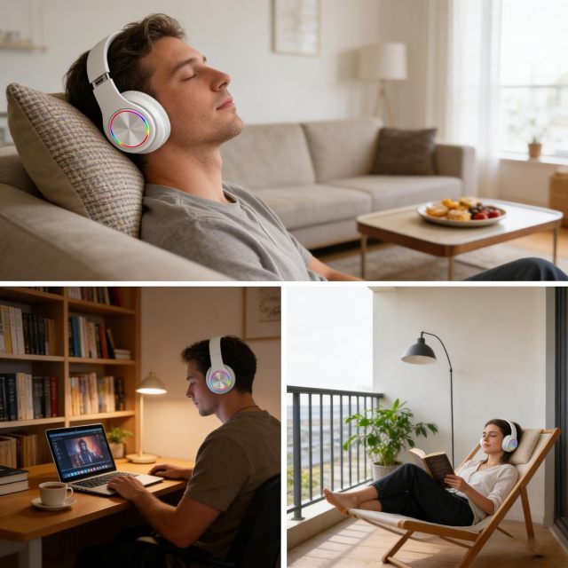 Wireless Bluetooth Headphone With LED Light