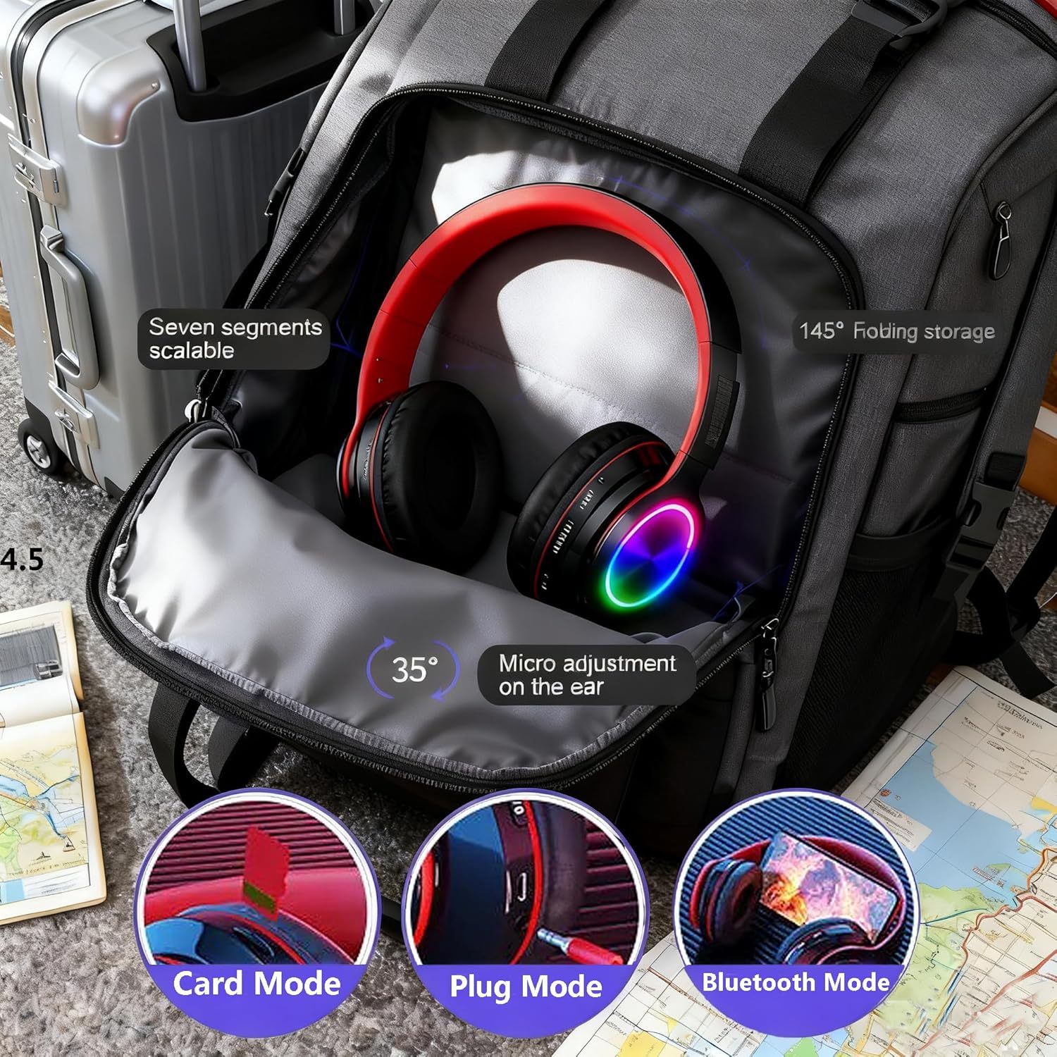 Wireless Bluetooth Headphone With LED Light