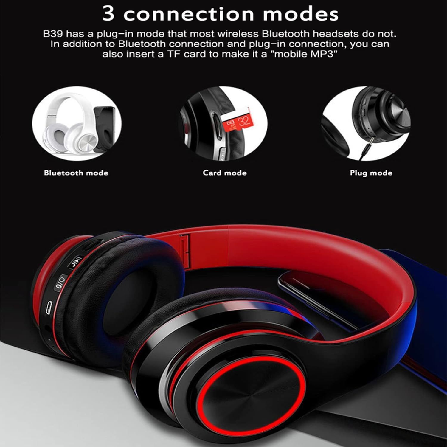 Wireless Bluetooth Headphone With LED Light