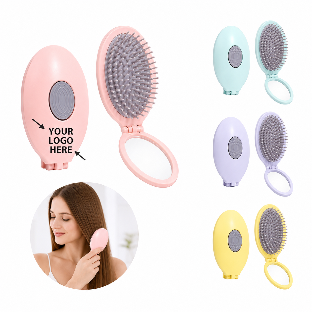 2 In 1 Collapse Mirror Airbag Massage Comb