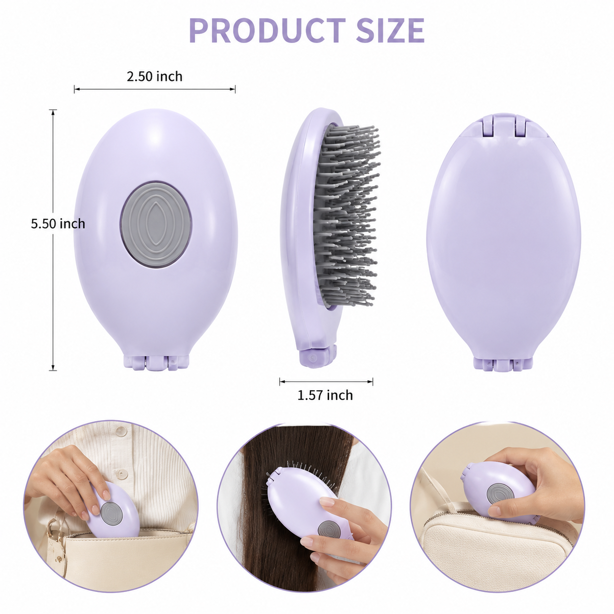 2 In 1 Collapse Mirror Airbag Massage Comb