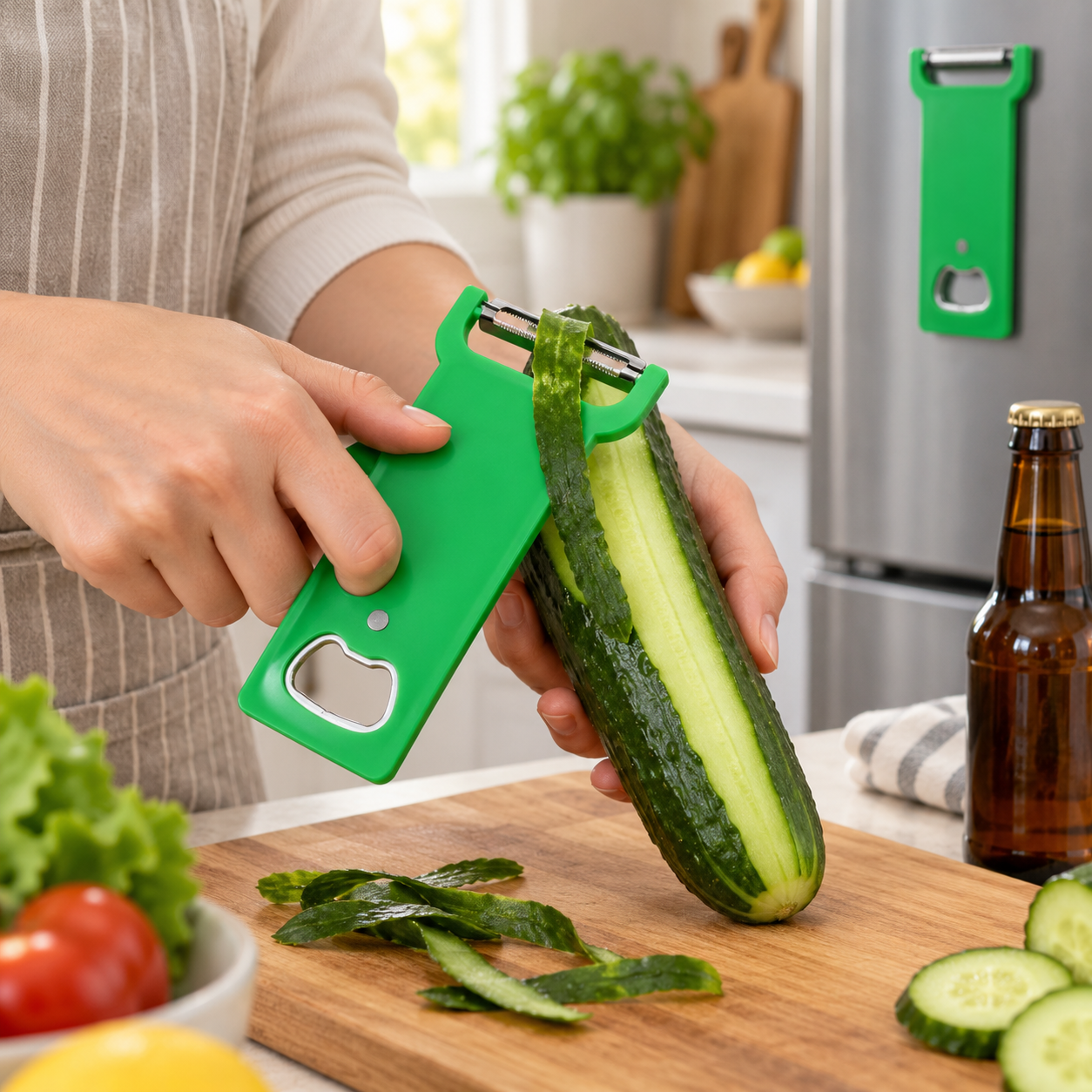 3-In-1 Magnetic Fruit And Vegetable Peeler With Bottle Opener