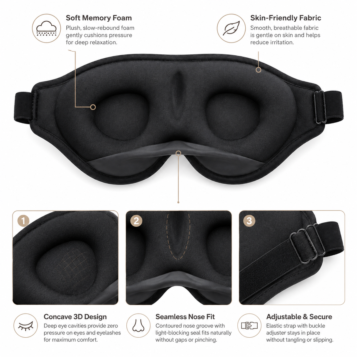3D Weighted Eye Mask For Sleeping