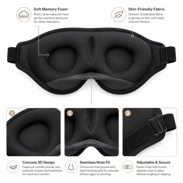 3D Weighted Eye Mask For Sleeping