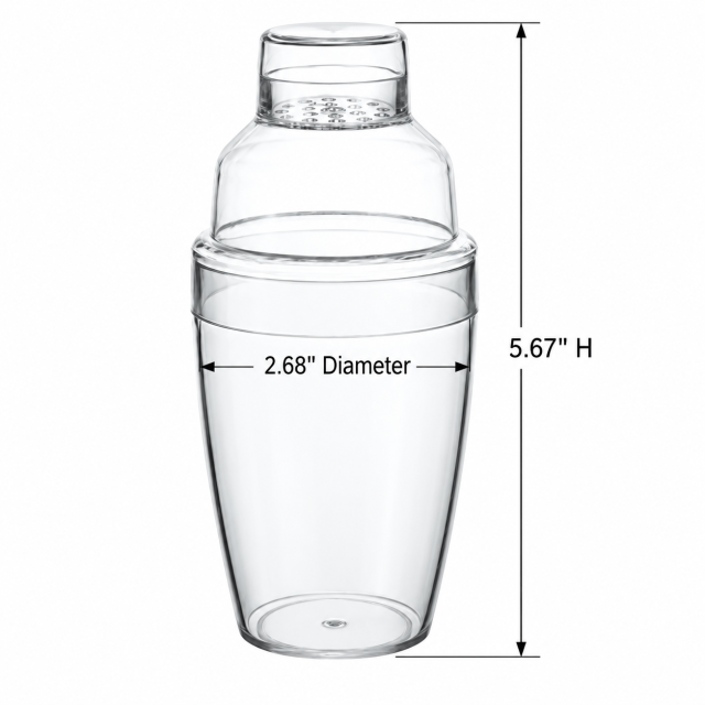 6 Oz 3-Piece PS Cocktail Shaker