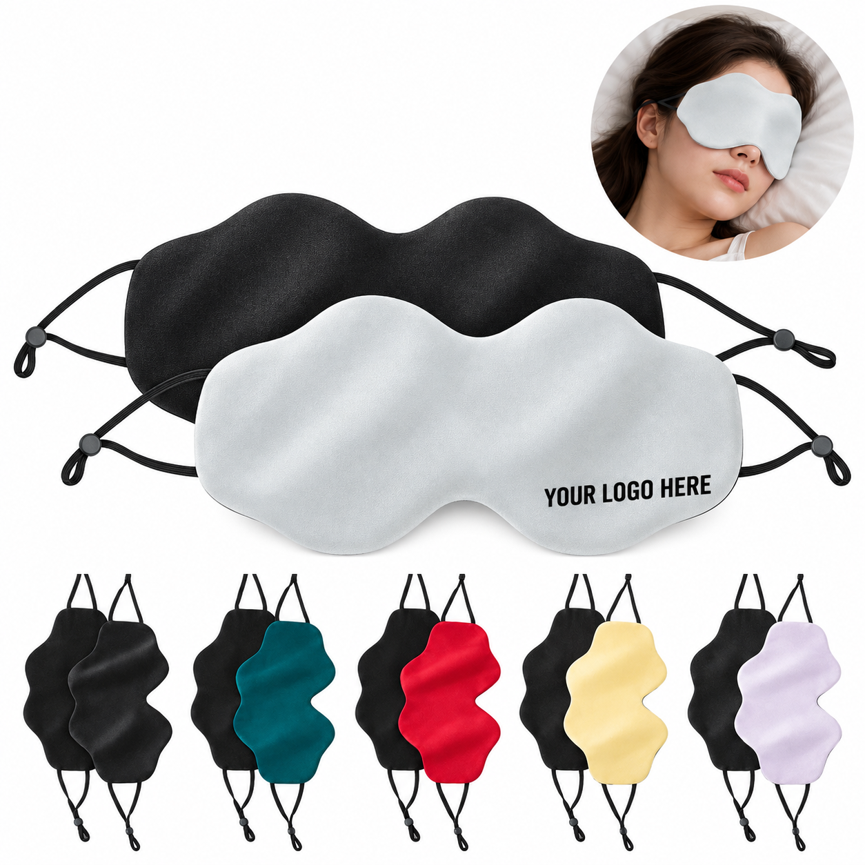 Adjustable Ear-Hook Silk Blackout Sleep Mask