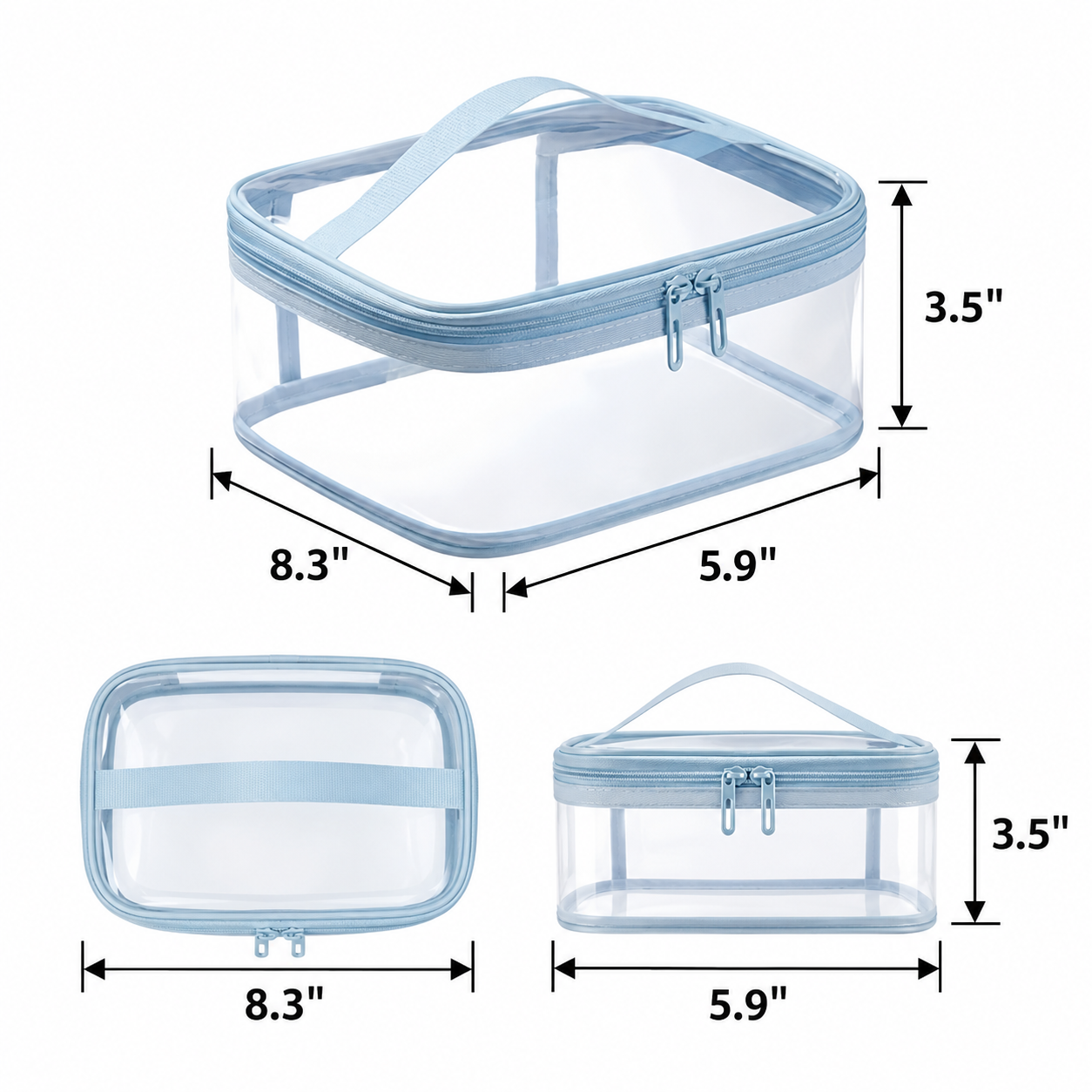 Clear PVC Zippered Travel Toiletry Makeup Bag