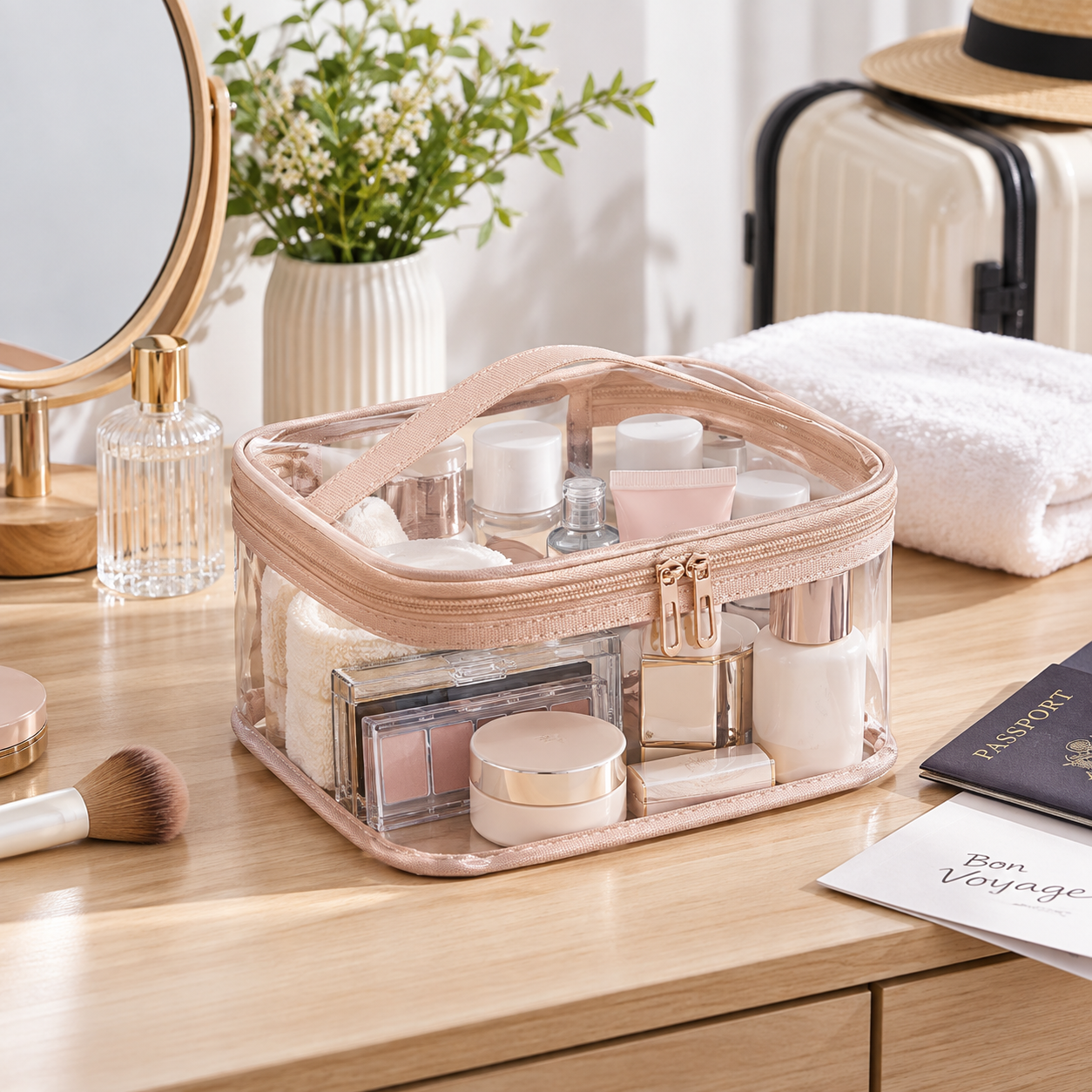 Clear PVC Zippered Travel Toiletry Makeup Bag