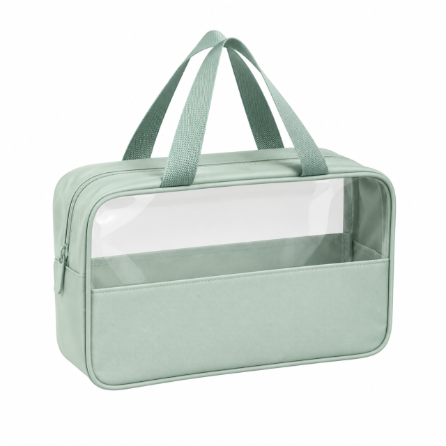 Clear PVC and PU Leather Travel Makeup Bag