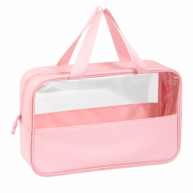 Clear PVC and PU Leather Travel Makeup Bag