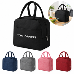 Compact Insulated Oxford Lunch Bag With Front Pocket