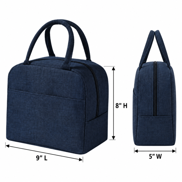 Compact Insulated Oxford Lunch Bag With Front Pocket