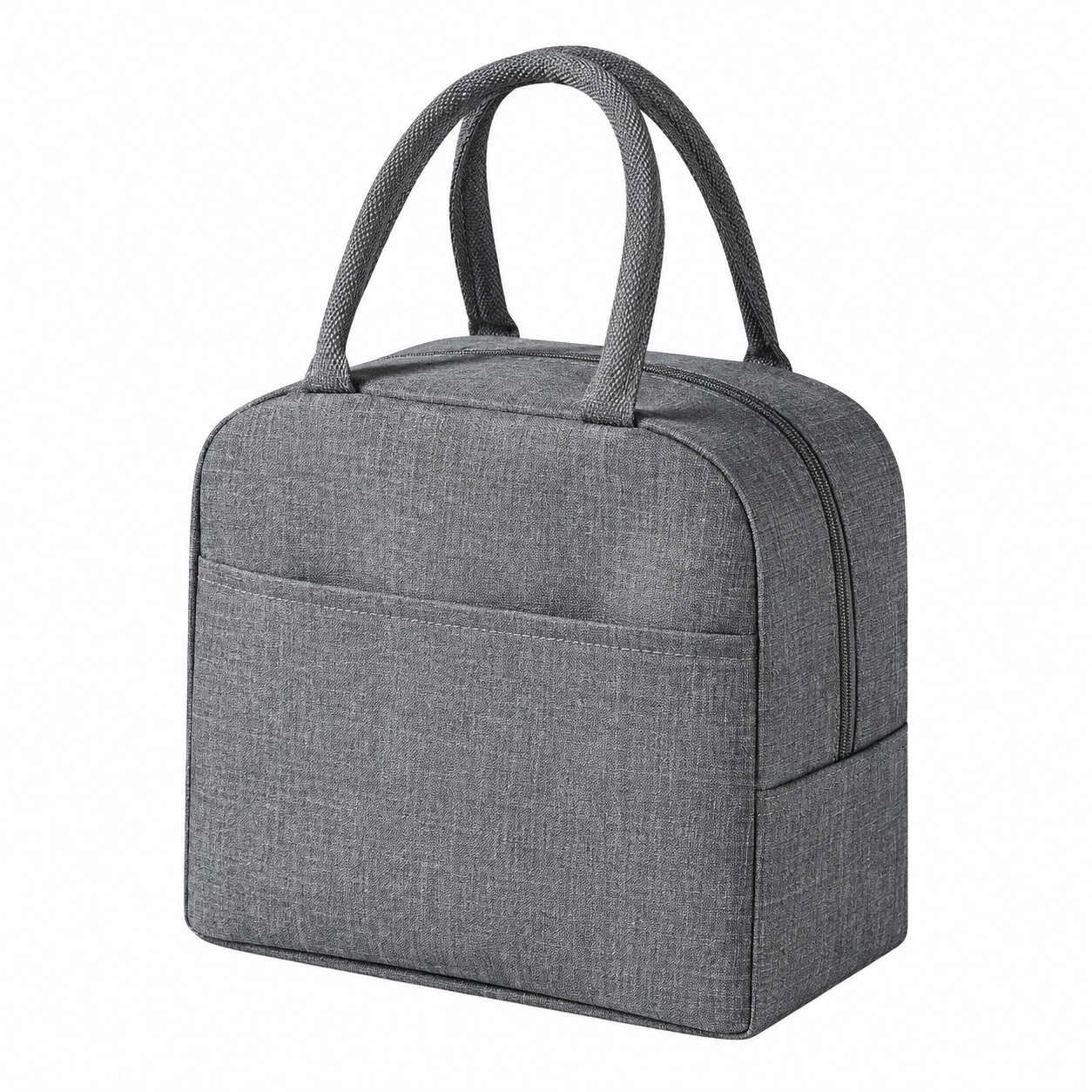 Compact Insulated Oxford Lunch Bag With Front Pocket