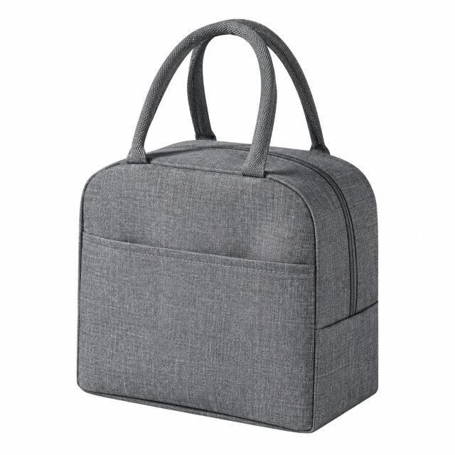 Compact Insulated Oxford Lunch Bag With Front Pocket