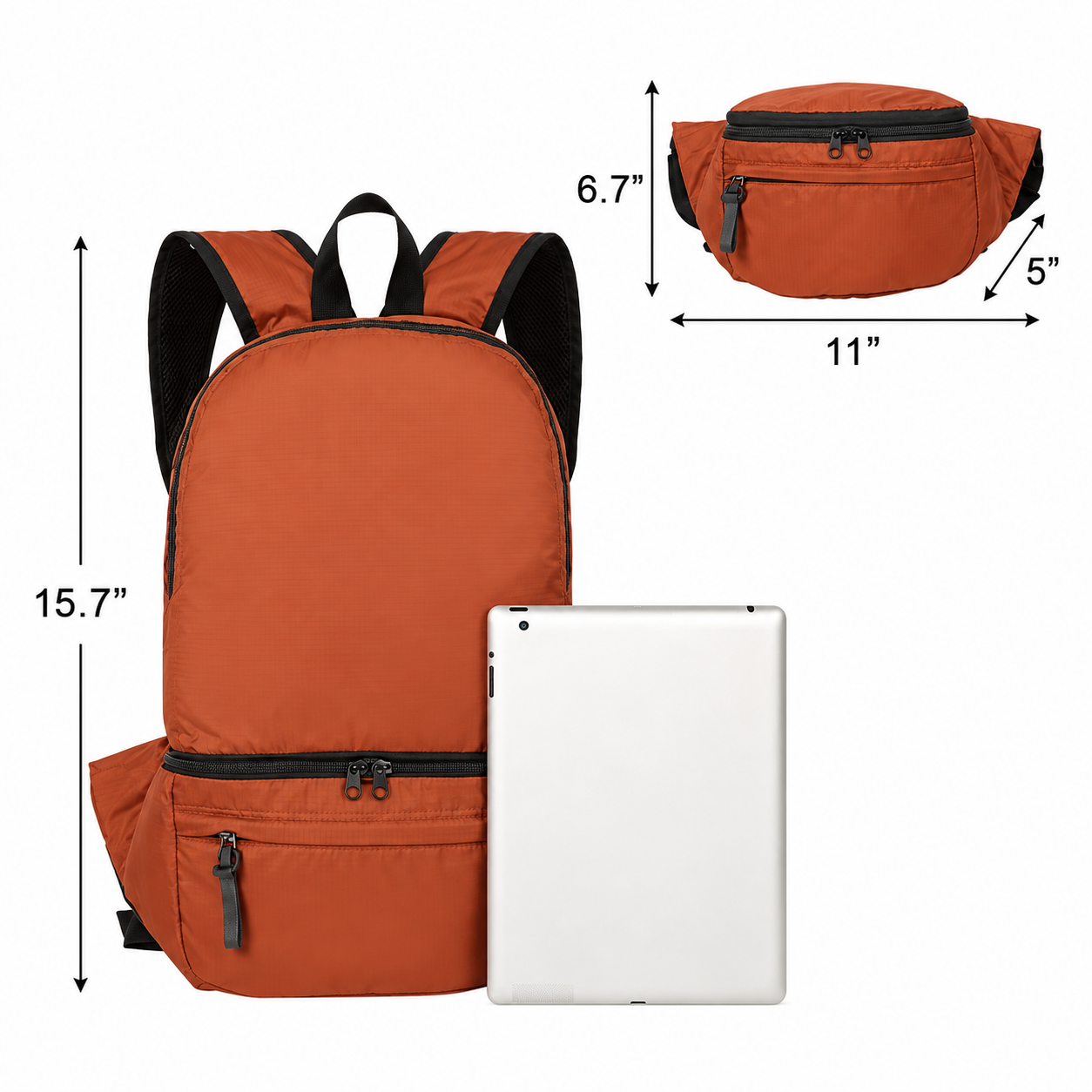 Convertible Polyester Hiking Backpack Waist Bag