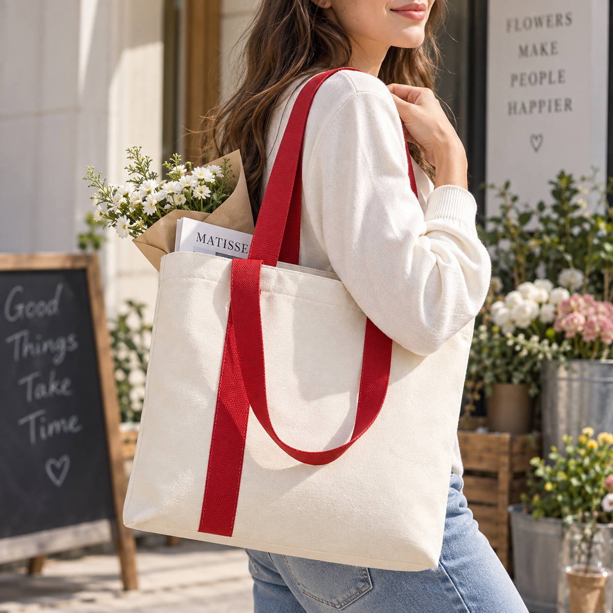 Convertible Shoulder Canvas Tote Bag