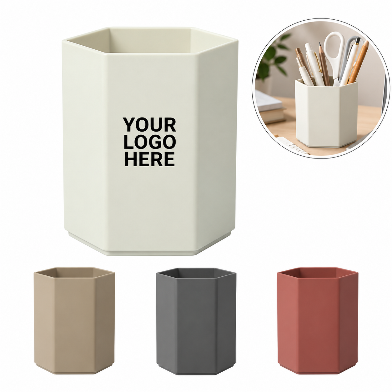 Hexagonal Large Capacity Plastic Pen Holder
