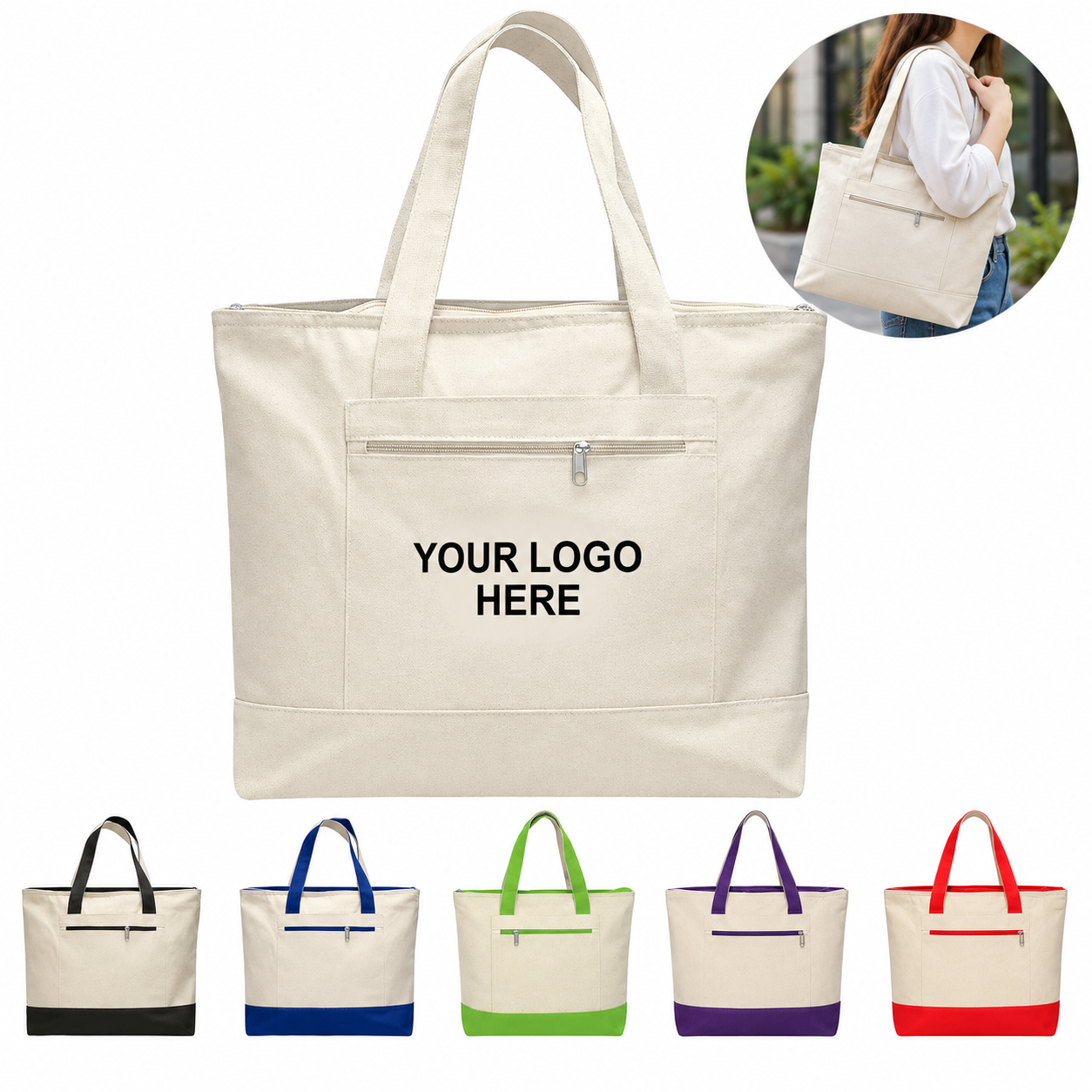 Large Capacity Reinforced Canvas Tote Bag