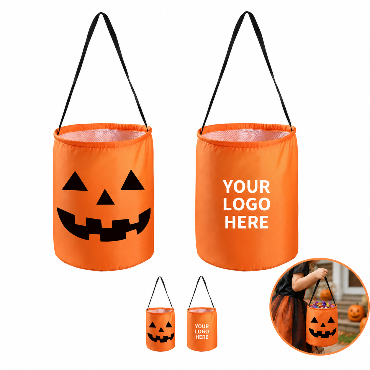Large Halloween Pumpkin Polyester Candy Tote