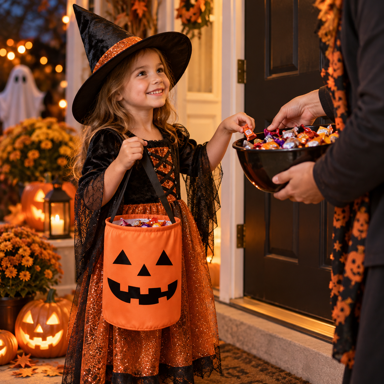 Large Halloween Pumpkin Polyester Candy Tote