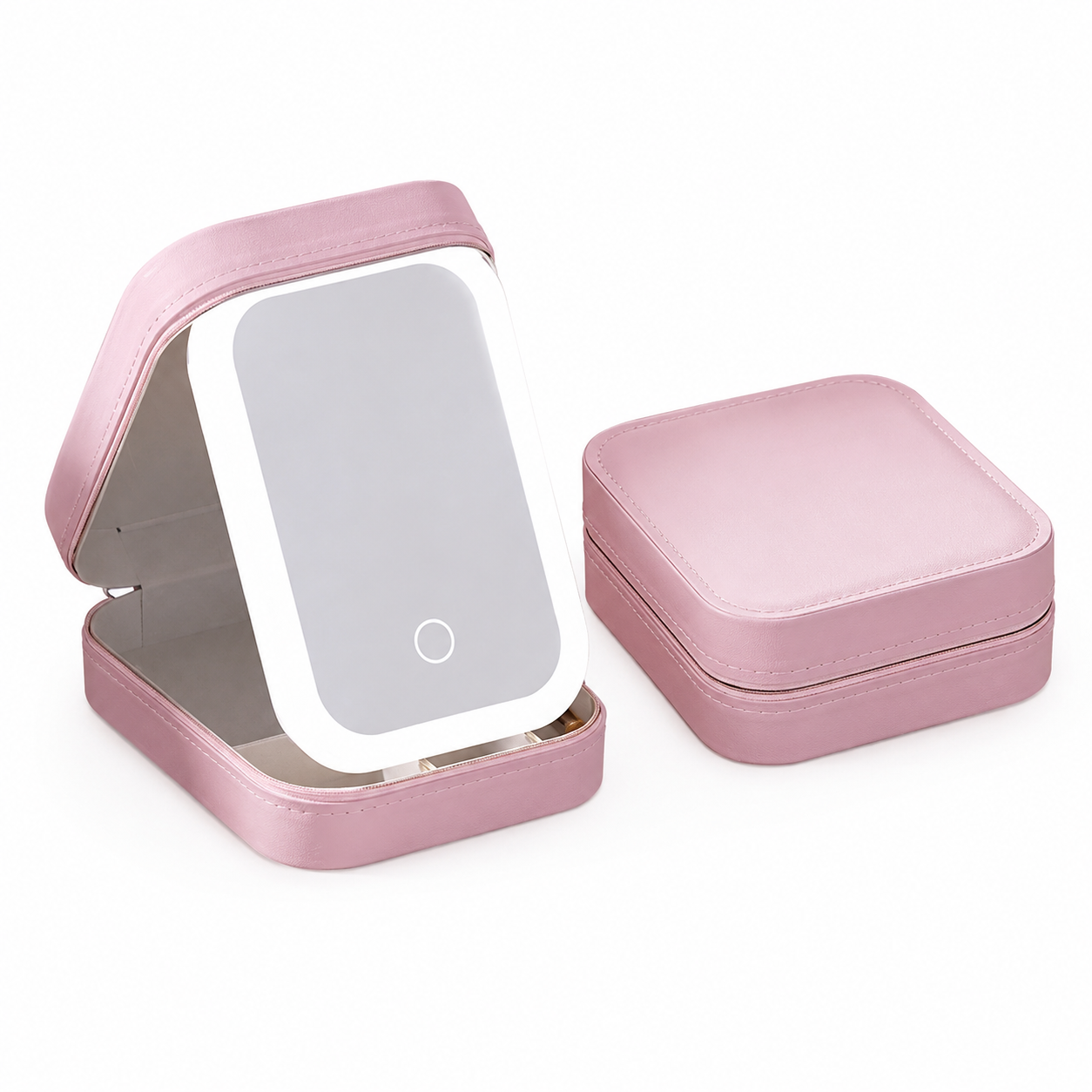 Multifunctional PU Leather Cosmetic Bag With LED Mirror