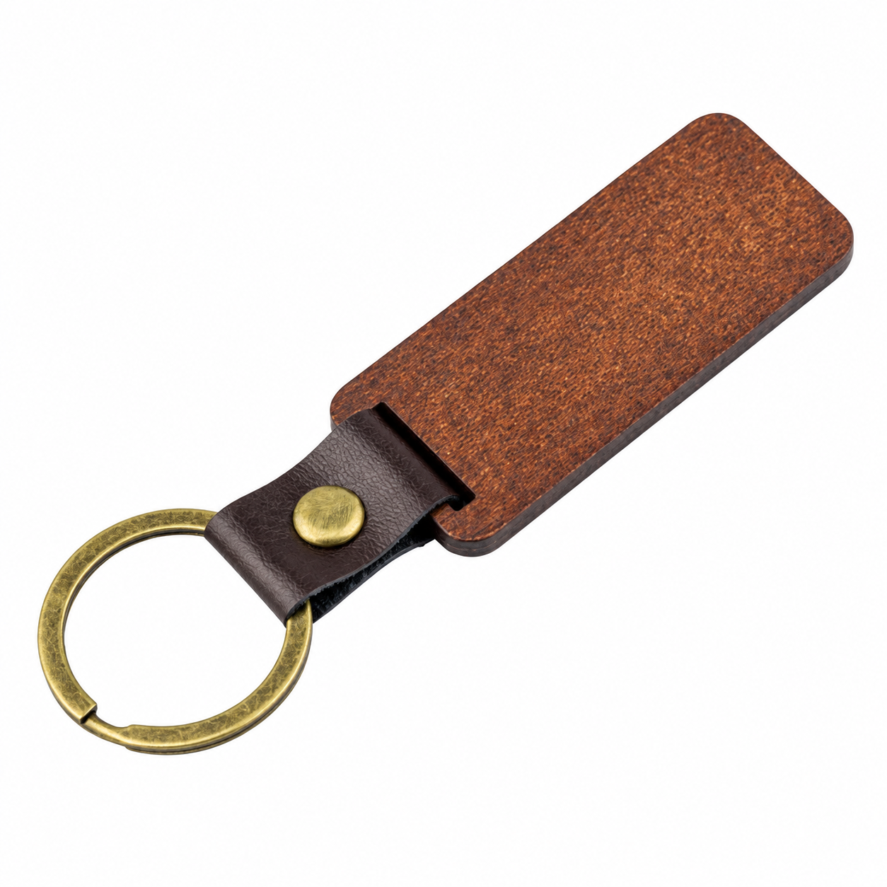 Natural Beech Wood Keychain With Metal Ring