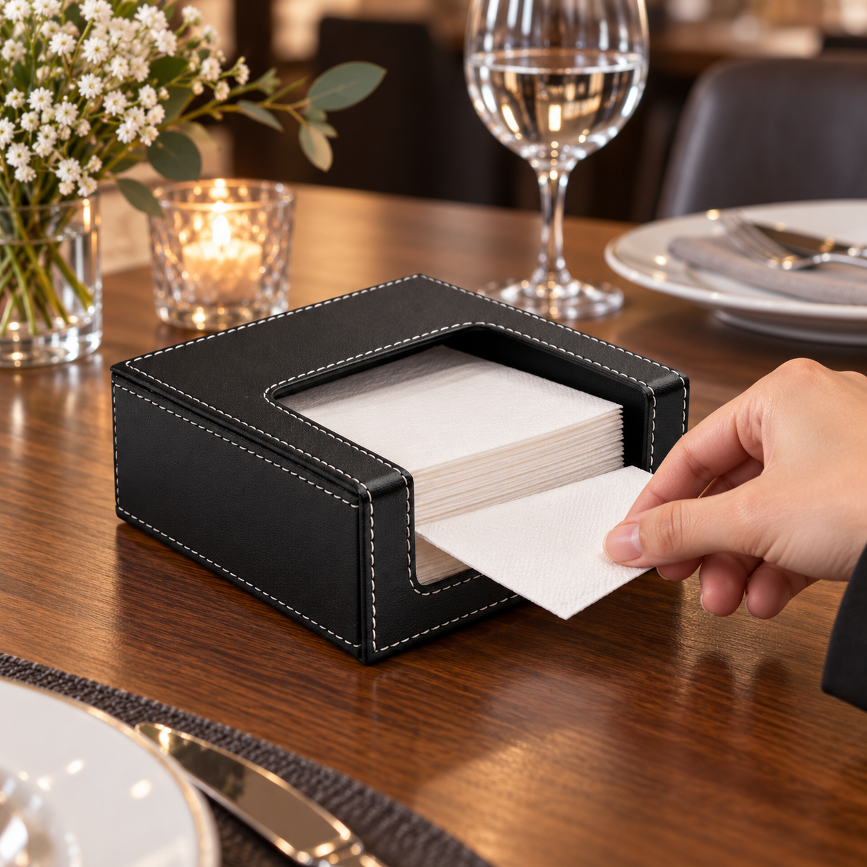PU Leather Square Tissue Box Cover