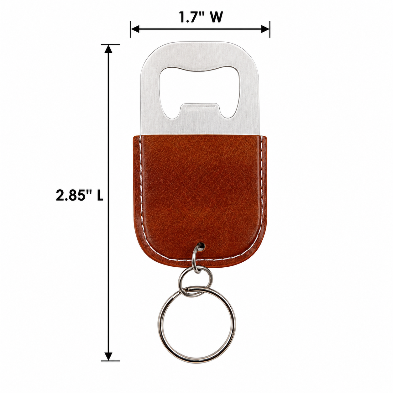 PU Leather Wrapped Stainless Steel Keychain Bottle Opener
