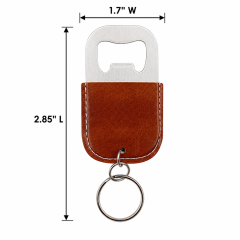 PU Leather Wrapped Stainless Steel Keychain Bottle Opener
