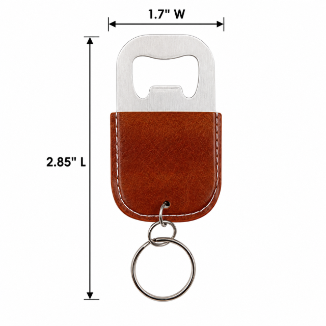 PU Leather Wrapped Stainless Steel Keychain Bottle Opener