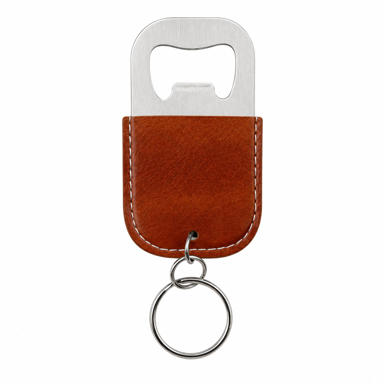 PU Leather Wrapped Stainless Steel Keychain Bottle Opener