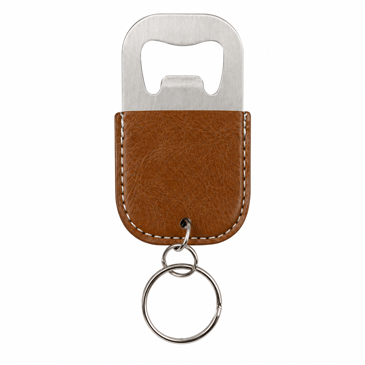 PU Leather Wrapped Stainless Steel Keychain Bottle Opener