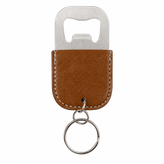 PU Leather Wrapped Stainless Steel Keychain Bottle Opener