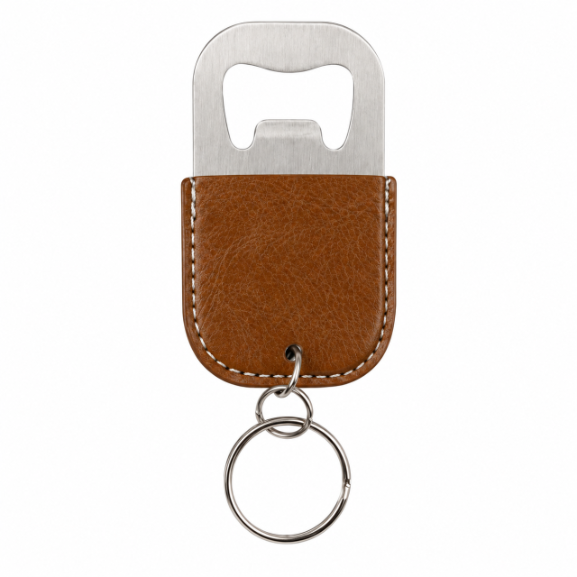 PU Leather Wrapped Stainless Steel Keychain Bottle Opener